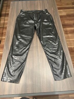 Baccini Black Faux-Croc Straight Pants